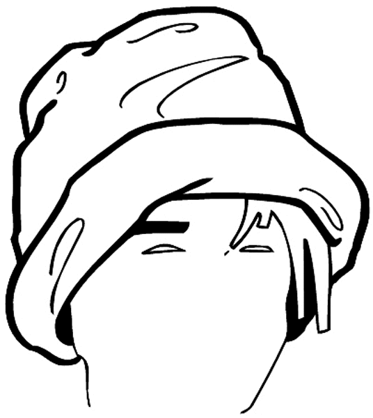 Lady with snug hat vinyl sticker. Customize on line. Hats 049-0108